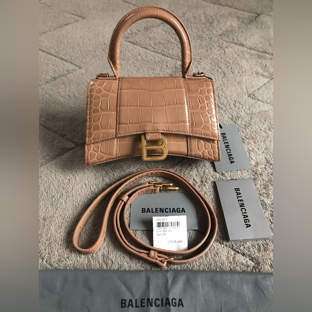 LIKE NEW🔥BALENCIAGA Extra Small Hourglass Leather Top Handle Bag🔥 - Picture 4 of 14